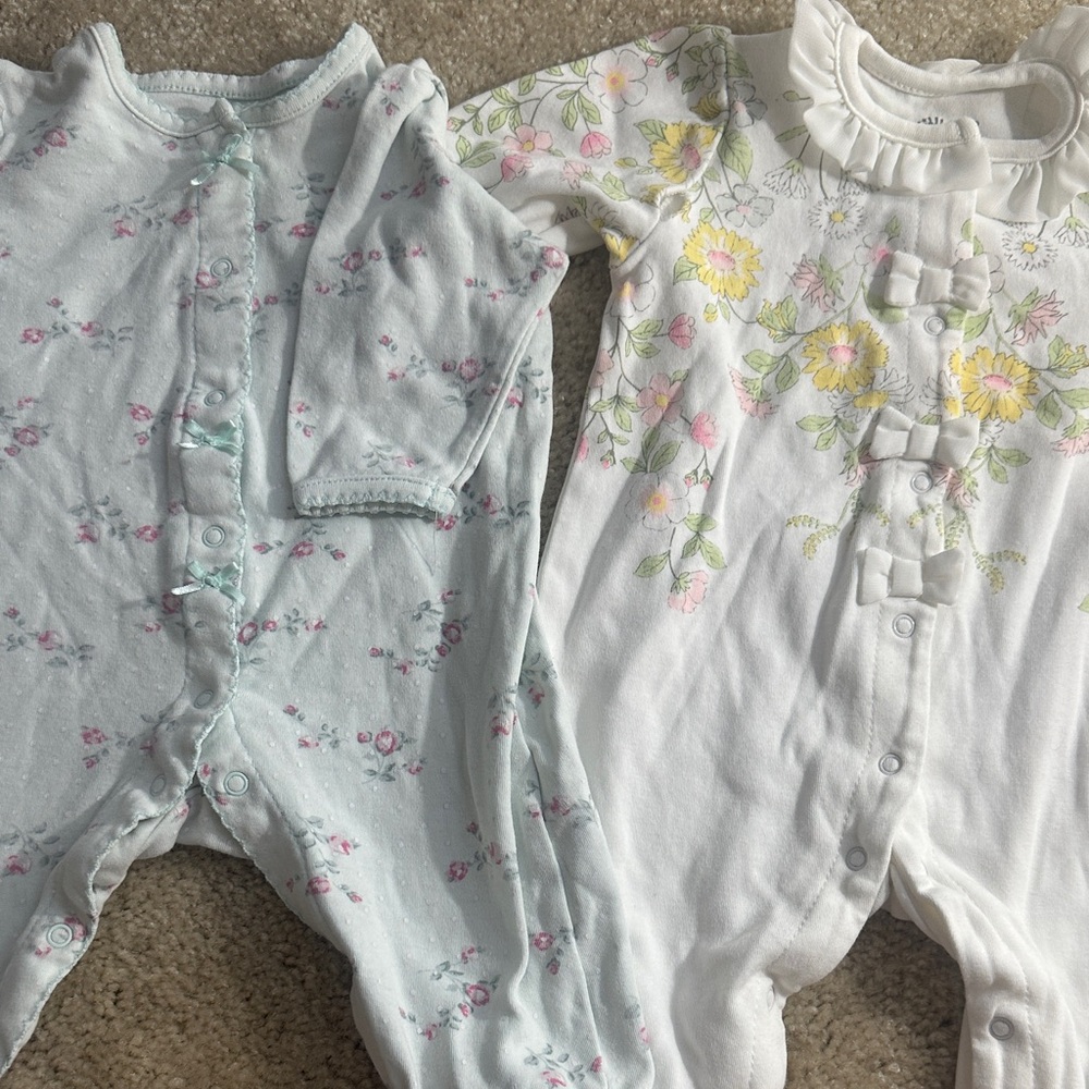Little Me Floral Baby Footie Onesies bundle